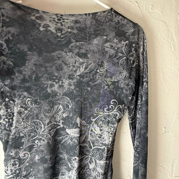 Lucy + Fiona Y2k Renaissance Whimsigoth Chiffon Floral Wrap Mesh Top - Picture 5 of 8